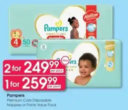 Clicks Pampers Premium Care Disposable Nappies or Pants Value Pack offer