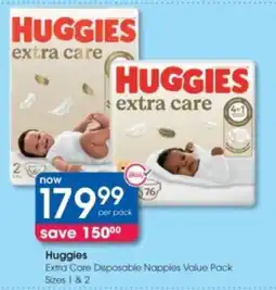 Clicks Huggies Extra Care Disposable Nappies Value Pack offer