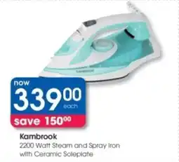 Clicks Kambrook 2200 Watt Steam and Spray Iron with Ceramic Soleplate offer