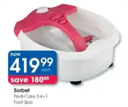 Clicks Sorbet Pedi-Care 3-in-1 Foot Spa offer