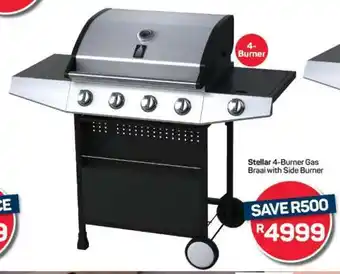 Pick n Pay Hypermarket Stellar 4-Burner Gas Braai with Side Burner offer