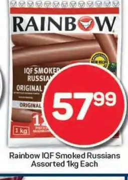 Pick n Pay Rainbow IQF Smoked Russians Assorted 1kg Each offer