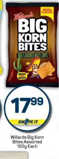 Pick n Pay Willards Big Korn Bites Assorted 120g offer