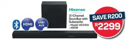 Pick n Pay Hypermarket Hisense 3.1 Channel Soundbar with Subwoofer offer