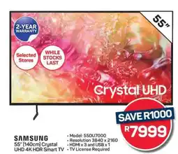 Pick n Pay Hypermarket Samsung 55 Crystal UHD 4K HDR Smart TV offer