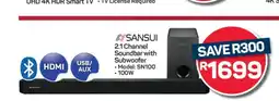 Pick n Pay Hypermarket SANSUI 2.1 Channel Soundbar with Subwoofer offer