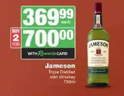 Spar Tops Jameson Triple Distilled Irish Whiskey 750ml offer
