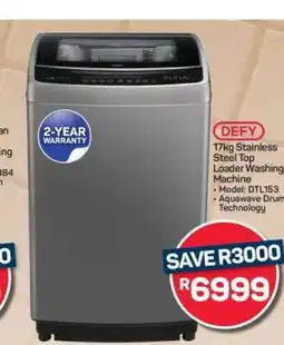 Pick n Pay Hypermarket Defy 17kg Stainless Steel Top Loader Washing Machine offer