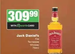 Spar Tops Jack Daniel's Fire Tennessee Whiskey 750ml offer