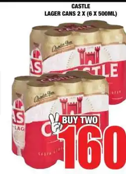 Boxer CASTLE LAGER CANS 2 X (6 X 500ML) offer