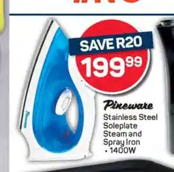 Pick n Pay Pineware Stainless Steel Soleplate Steam and Spray Iron offer