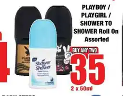Boxer PLAYBOY / PLAYGIRL / SHOWER TO SHOWER Roll On Assorted offer