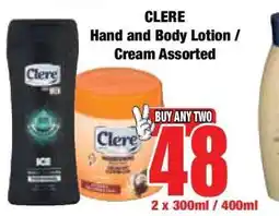 Boxer CLERE Hand and Body Lotion / Cream Assorted offer