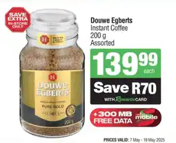 KwikSpar Douwe Egberts Instant Coffee Assorted offer