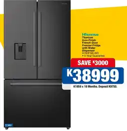 OK Furniture Hisense Titanium Inox-Finish French-Door Freezer-Fridge with Water Dispenser offer