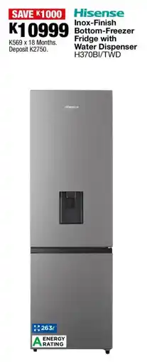 OK Furniture Hisense Inox-Finish Bottom-Freezer Fridge with Water Dispenser offer