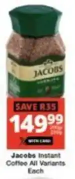 Checkers Jacobs Instant Coffee All Variants offer