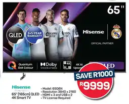 Pick n Pay Hypermarket Hisense 65" (165cm) QLED 4K Smart TV offer