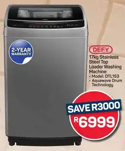 Pick n Pay Hypermarket DEFY Stainless Steel Top Loader Washing Machine offer