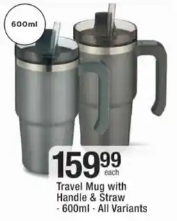 Checkers Hyper Travel Mug with Handle & Straw offer