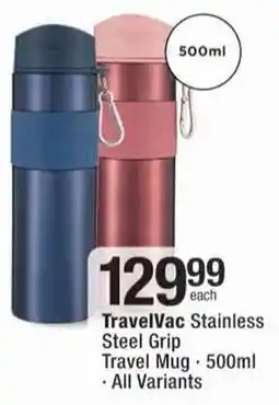 Checkers Hyper TravelVac Stainless Steel Grip Travel Mug offer