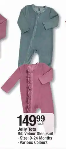 Checkers Hyper Jolly Tots Rib Velour Sleepsuit offer