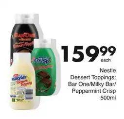 Save Hyper Nestle Dessert Toppings Bar One/Milky Bar/ Peppermint Crisp offer
