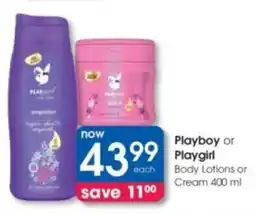 Clicks Playboy or Playgirl Body Lotions or Cream offer
