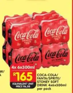 Shoprite COCA-COLA/FANTA/SPRITE/STONEY SOFT DRINK 4x6x300ml per pack offer