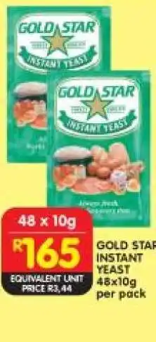 Shoprite GOLD STAR INSTANT YEAST 48x10g per pack offer