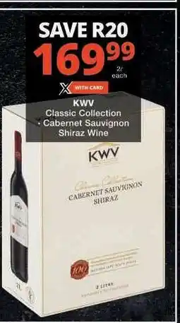 Checkers KWV Classic Collection Cabernet Sauvignon Shiraz Wine offer