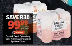 Checkers Brutal Fruit Sparkling Ruby Apple/Litchi Sèche Spritzer Cans offer