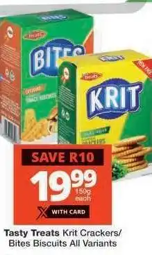Checkers Tasty Treats Krit Crackers/Bites Biscuits offer