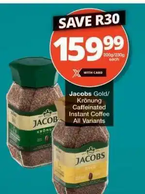 Checkers Jacobs Gold/Krönung Caffeinated Instant Coffee offer