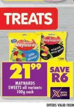 Shoprite MAYNARDS SWEETS all variants 100g each offer