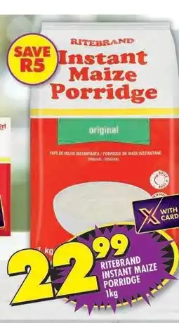 Shoprite RITEBRAND INSTANT MAIZE PORRIDGE 1kg offer