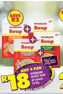 Shoprite RITEBRAND PACKET SOUP all variants 4x50g offer