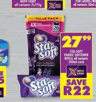 Shoprite STA-SOFT FABRIC SOFTENER REFILL all variants 500ml each offer