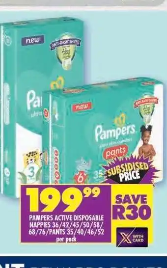 Shoprite Pampers Active Disposable Nappies offer