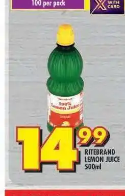 Shoprite RITEBRAND LEMON JUICE 500ml offer