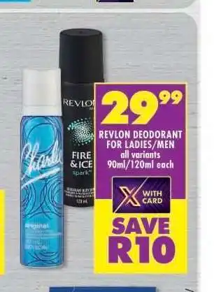 Shoprite REVLON DEODORANT FOR LADIES/MEN offer