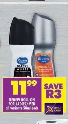 Shoprite RENEW ROLL-ON FOR LADIES/MEN offer