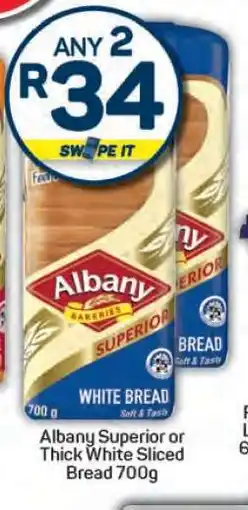 Pick n Pay Hypermarket Albany Superior or Thick White Sliced Bread 700g offer