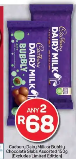 Pick n Pay Hypermarket Cadbury Dairy Milk or Bubbly Chocolate Slabs offer