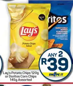 Pick n Pay Hypermarket Lay's Potato Chips 120g or Doritos Corn Chips 145g Assorted offer