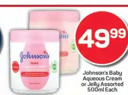 Pick n Pay Hypermarket Johnson's Baby Aqueous Cream or Jelly offer
