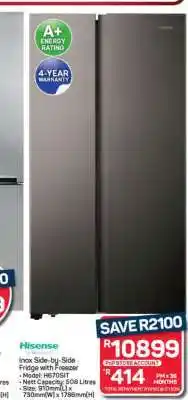 Pick n Pay Hypermarket Hisense Inox Side-by-Side Fridge with Freezer offer