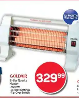 Pick n Pay Hypermarket GOLDAIR 3-Bar Quartz Heater offer