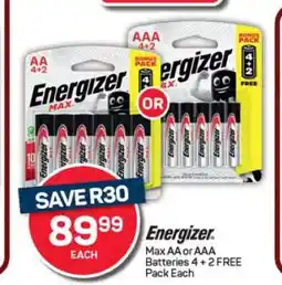 Pick n Pay Hypermarket Energizer Max AA or AAA Batteries offer