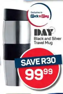 Pick n Pay Hypermarket DAY Black and Silver Travel Mug offer